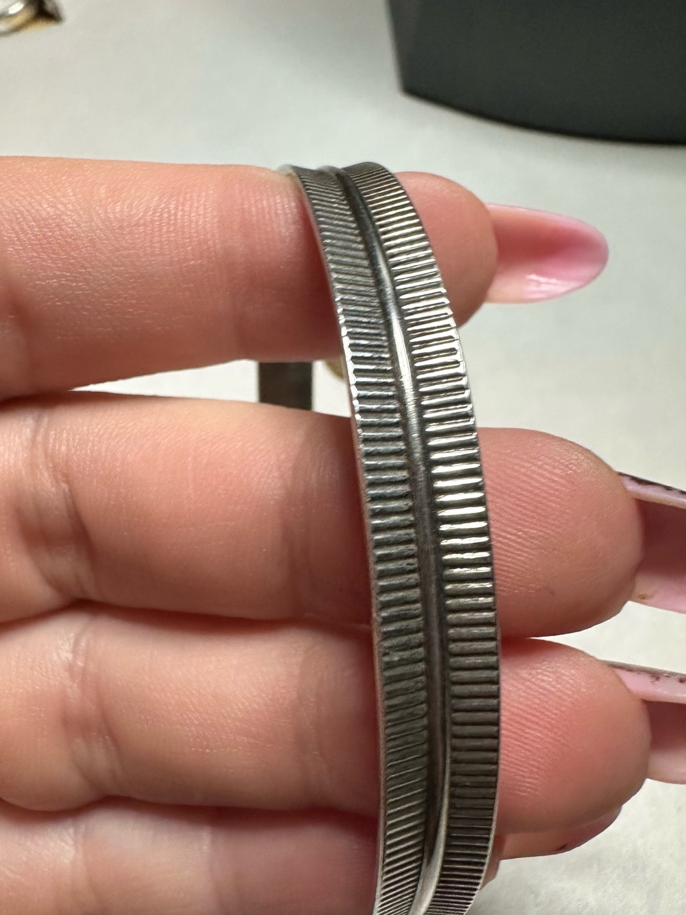 Men's Textured Metal Cuff Bracelet in Silver